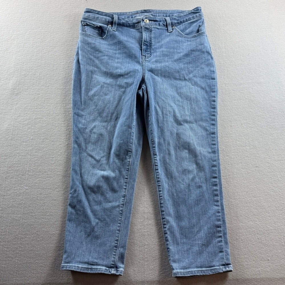 Chico's So Slimming Girlfriend Slim Leg Crop Womens 2.5 Blue Jeans Stretch Denim